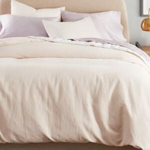 ❤️B2G1 FREE Nestwell® Washed Linen Cotton 3-Piece King Duvet Cover Set,Blush